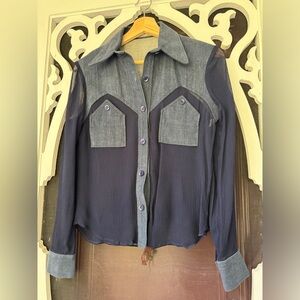 Denim and Mesh Cowgirl Top